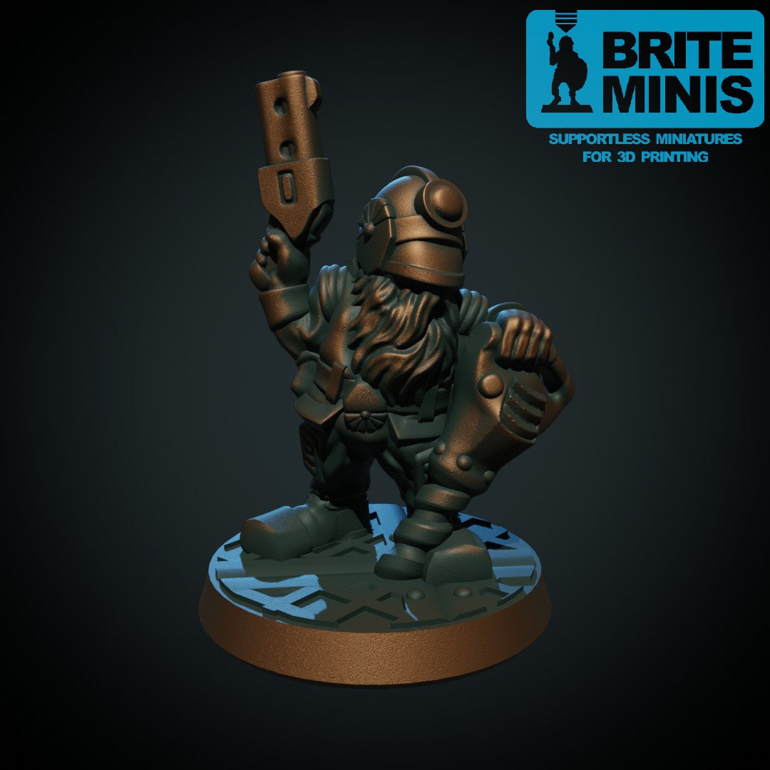Space-dverg, gruvearbeider, 3D-printet sci-fi-miniatyr fra Spillsmia.
