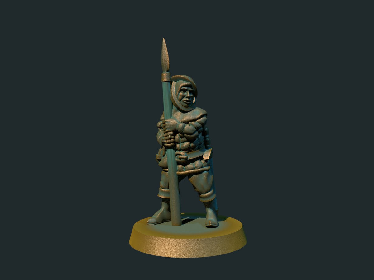 Vakt med spyd, 3D-printet D&D-miniatyr fra Spillsmia.