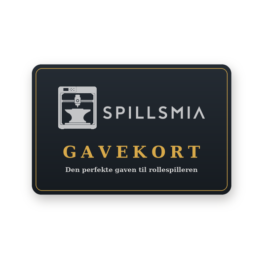 Illustrasjon av gavekort fra Spillsmia til D&D og tabletop-rollespill.