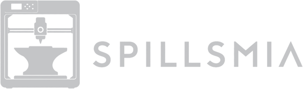 Spillsmia logo med 3D-printer for nettsiden.