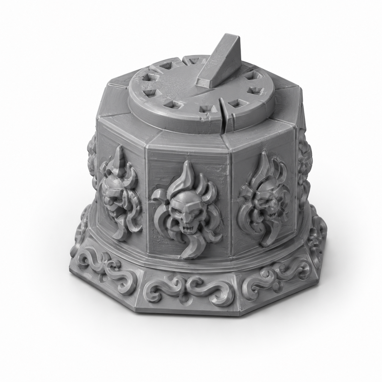 3D-printet solur – utsmykket rekvisitt til torg og hager i D&D-landsbyer.