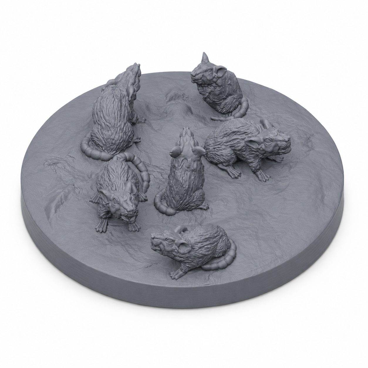 3D-printet rottesverm i grå PLA til D&D og tabletop-rollespill.
