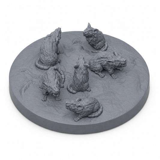 3D-printet rottesverm i grå PLA til D&D og tabletop-rollespill.
