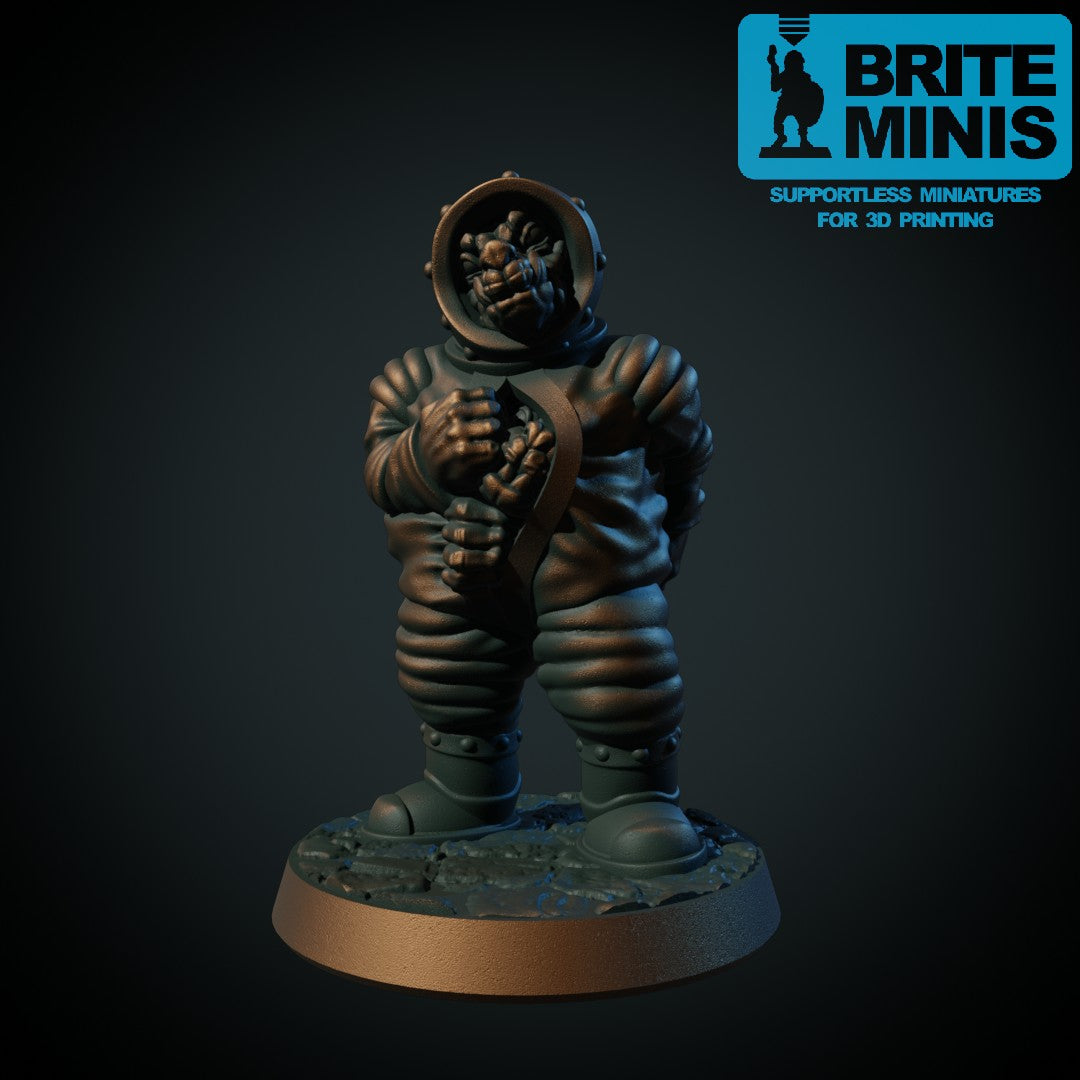 Tre kobolder i romdrakt, 3D-printet sci-fi-miniatyr fra Spillsmia.