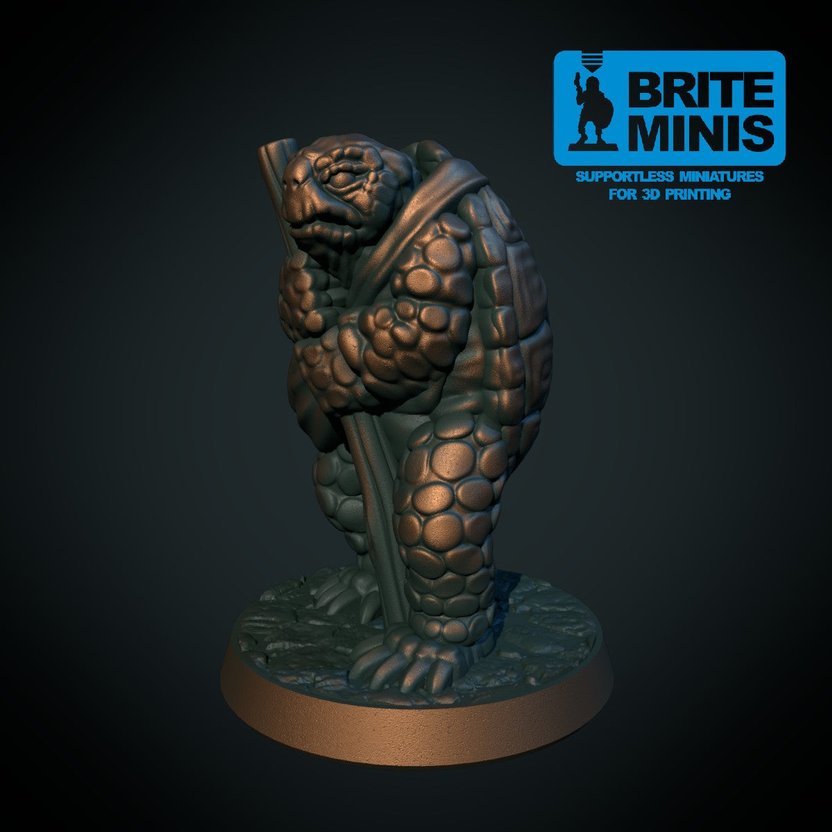 Tortle, 3D-printet D&D-miniatyr fra Spillsmia.