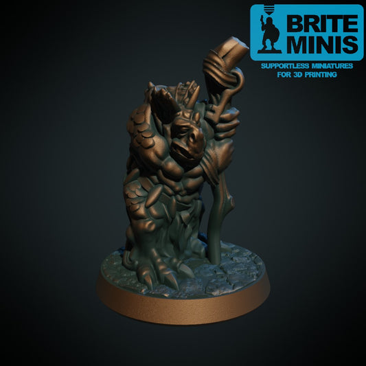 Troglodytt-sjaman, 3D-printet D&D-miniatyr fra Spillsmia.