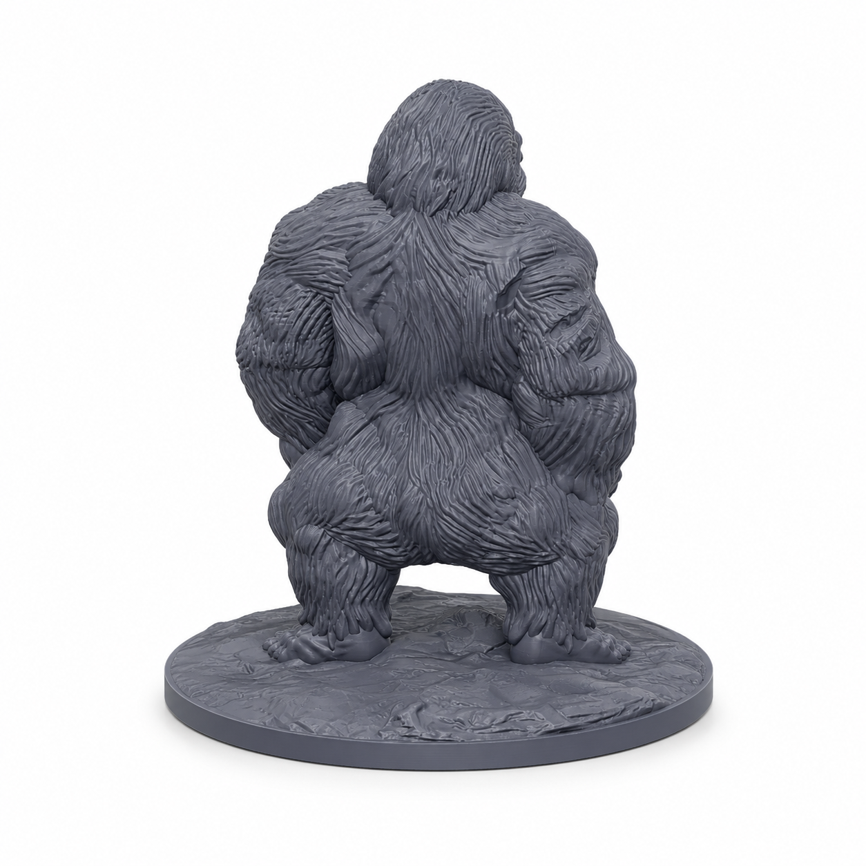 3D-printet Undead Gorilla IV med tung kropp, udødt preg og truende positur i grå PLA til D&D og tabletop-rollespill.