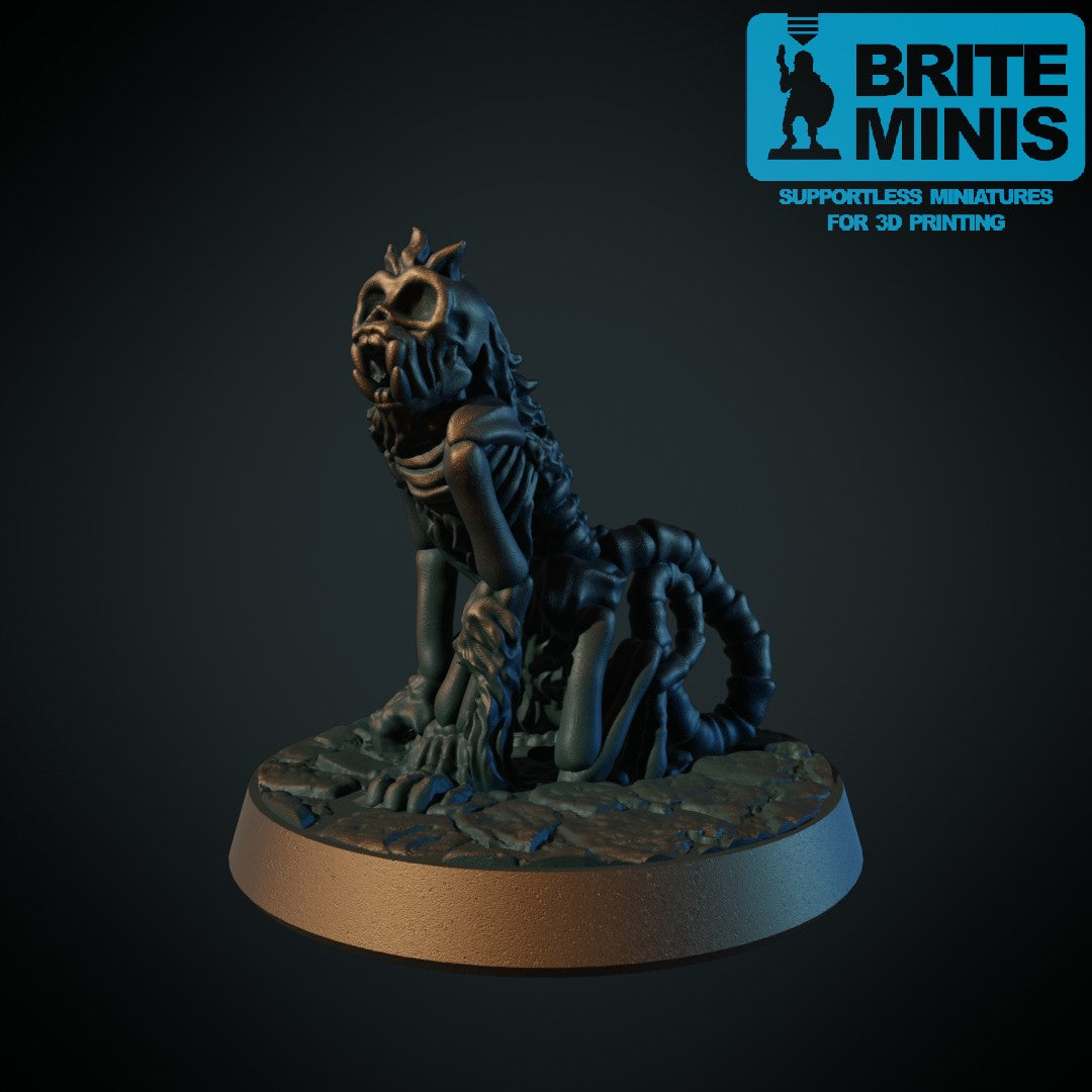 3D-printet udød skjelettape i grå PLA til D&D og Pathfinder.