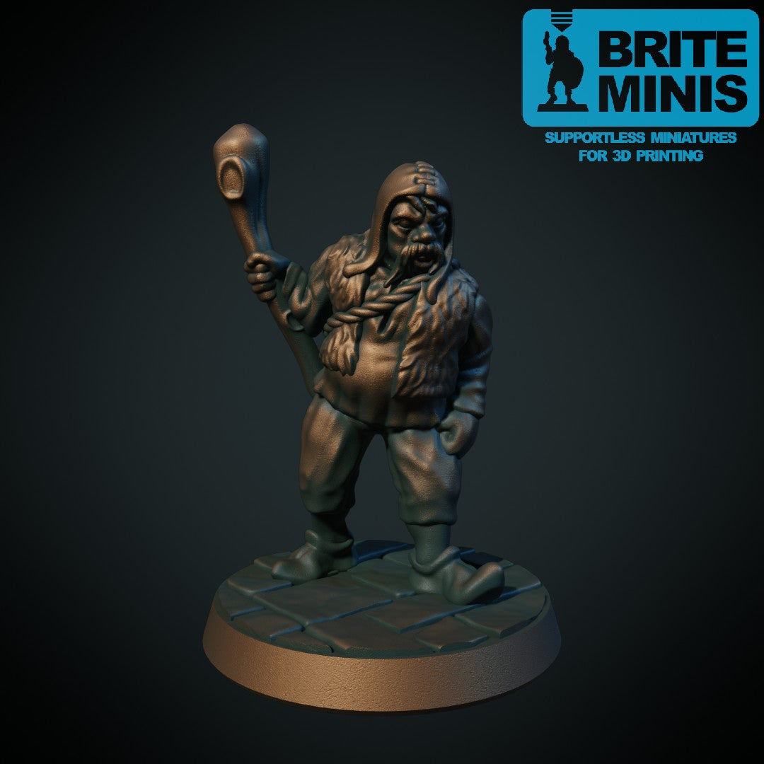 Landsbyboer med klubbe - 3D-printet D&D-miniatyr fra Spillsmia