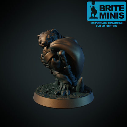Røyskattfolk tyv, 3D-printet D&D-miniatyr fra Spillsmia.