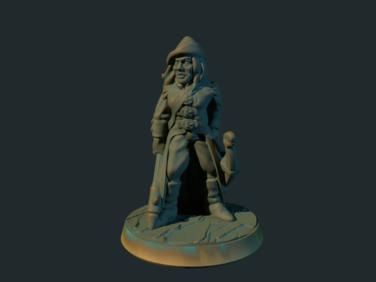Kvinnelig heksejeger - 3D-printet D&D-miniatyr fra Spillsmia
