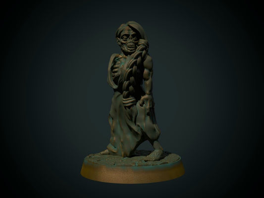 3D-printet zombie i grå PLA til D&D og Pathfinder.