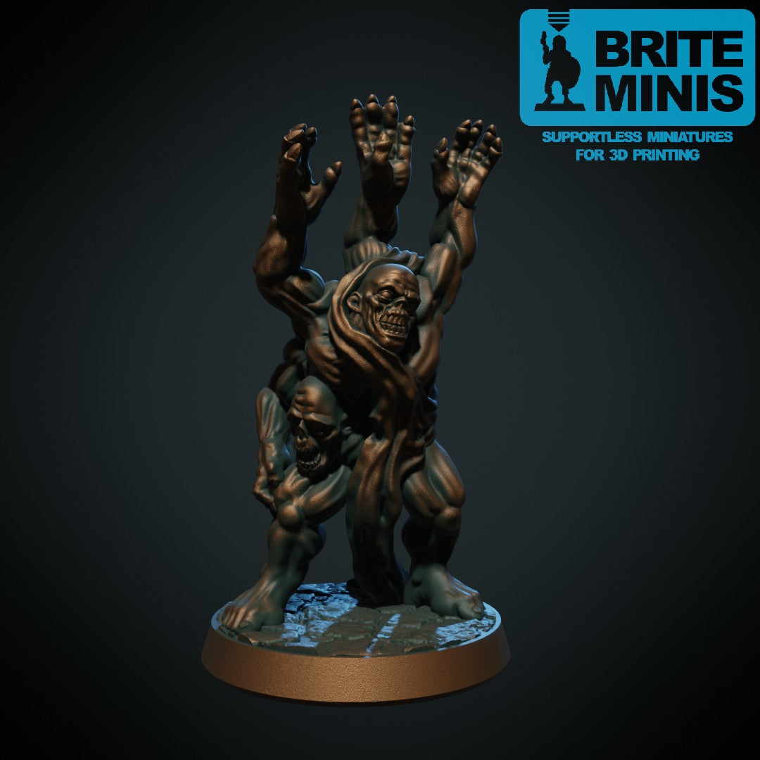 3D-printet zombie-avskyelighet i grå PLA til D&D og Pathfinder.