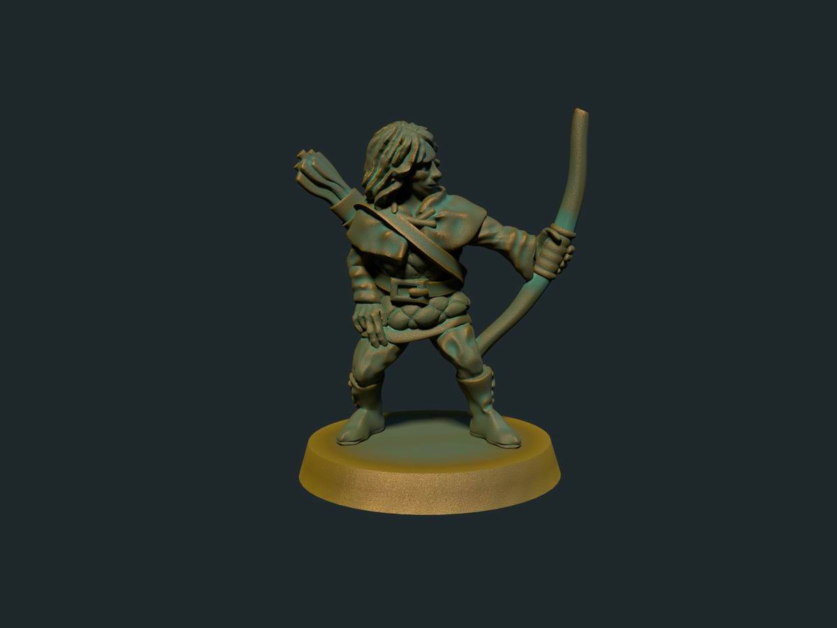 Banditt-bueskytter, 3D-printet D&D-miniatyr fra Spillsmia.