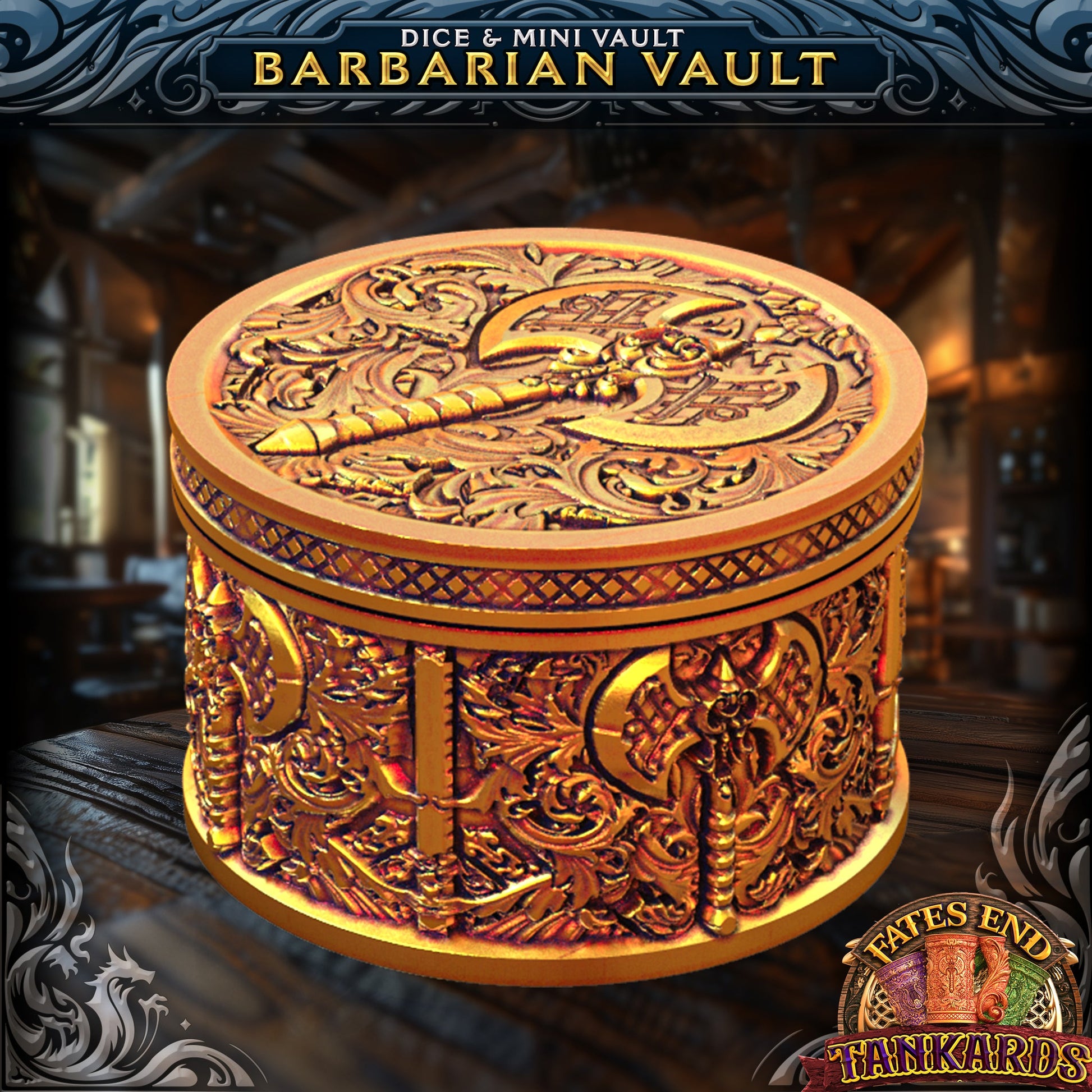Barbarian's Brew - dice- og mini-vault fra FatesEnd, 3D-printet til D&D og rollespill.
