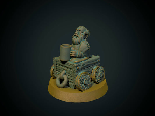 Tigger i kjerre, 3D-printet D&D-miniatyr fra Spillsmia.