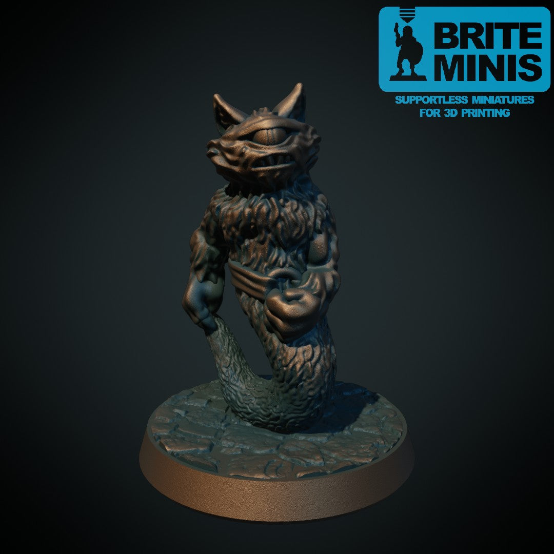 Kattsyklop – 3D-printet D&D-miniatyr fra Spillsmia
