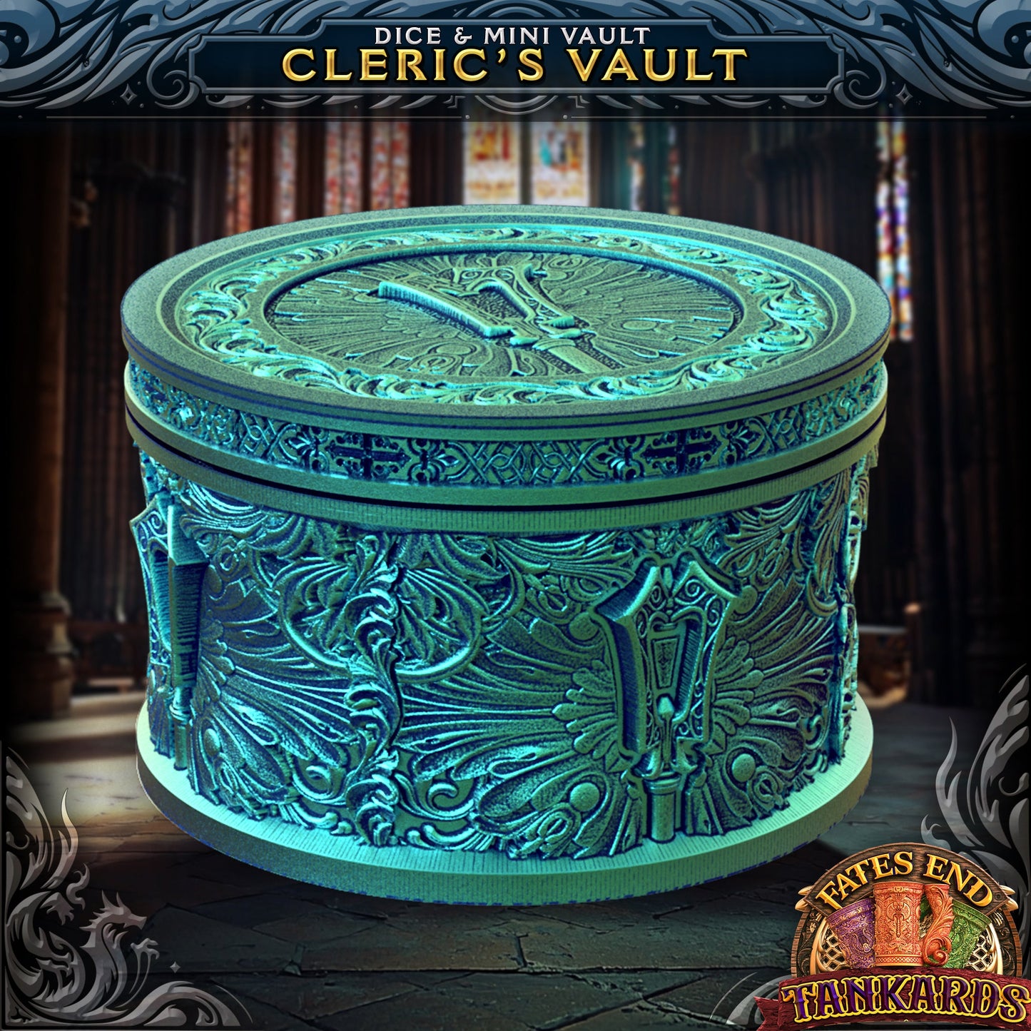 Cleric's Sacrament - dice- og mini-vault fra FatesEnd, 3D-printet til D&D og rollespill.