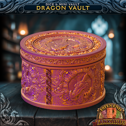 Dragon Tankard - dice- og mini-vault fra FatesEnd, 3D-printet til D&D og rollespill.