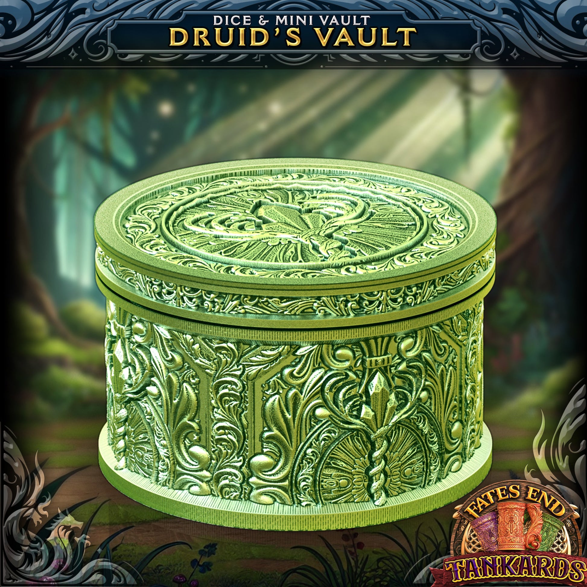 Druid's Elixir - dice- og mini-vault fra FatesEnd, 3D-printet til D&D og rollespill.