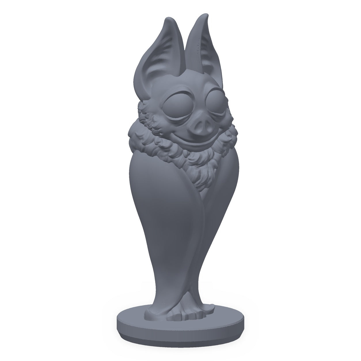 Fire mystiske følgesvenner: åndevette, botsgjenger, tempelvokter og sirkusdukke, 3D-printet D&D-familiarsett fra Spillsmia.