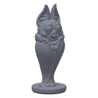 Fire mystiske følgesvenner: åndevette, botsgjenger, tempelvokter og sirkusdukke, 3D-printet D&D-familiarsett fra Spillsmia.