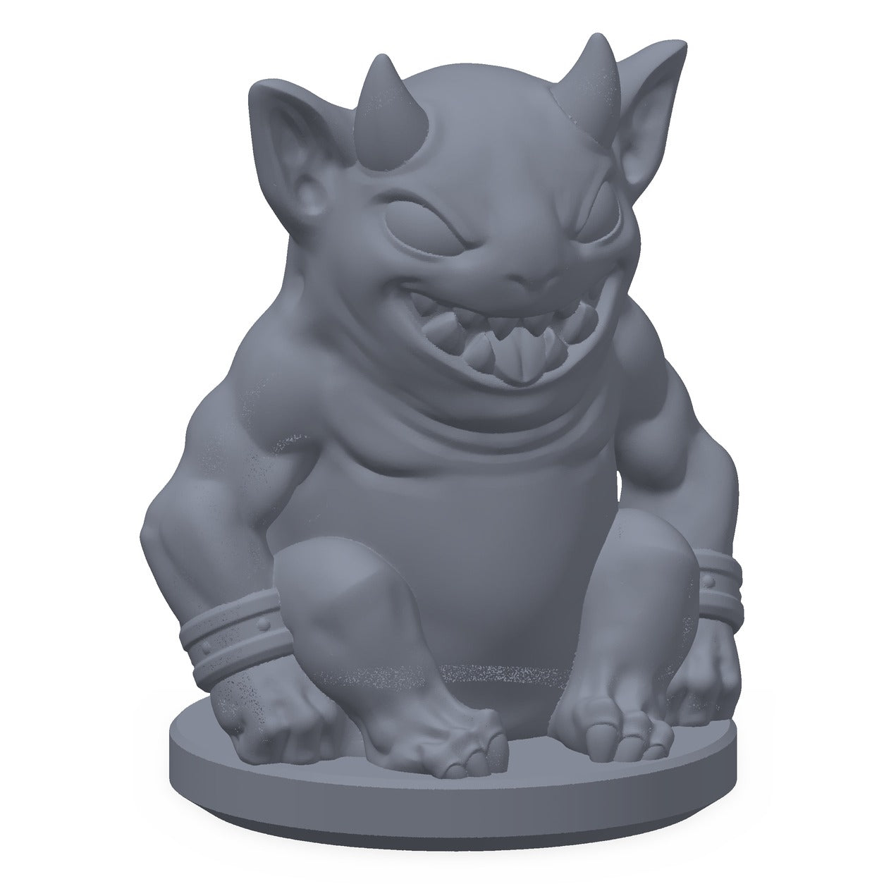 Grå 3D-printet miniatyr av en liten imp-familiar med vinger, til D&D og Pathfinder.