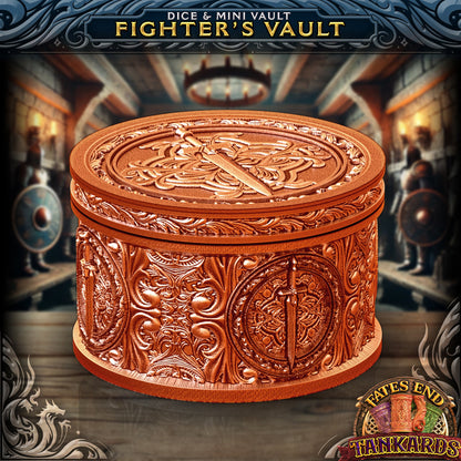 Fighter's Flask - dice- og mini-vault fra FatesEnd, 3D-printet til D&D og rollespill.