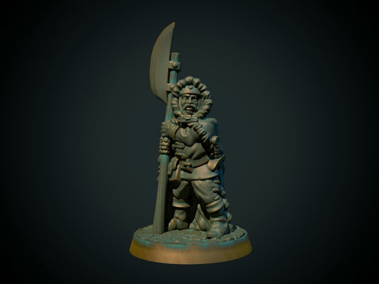 Vakt med hellebard, 3D-printet D&D-miniatyr fra Spillsmia.