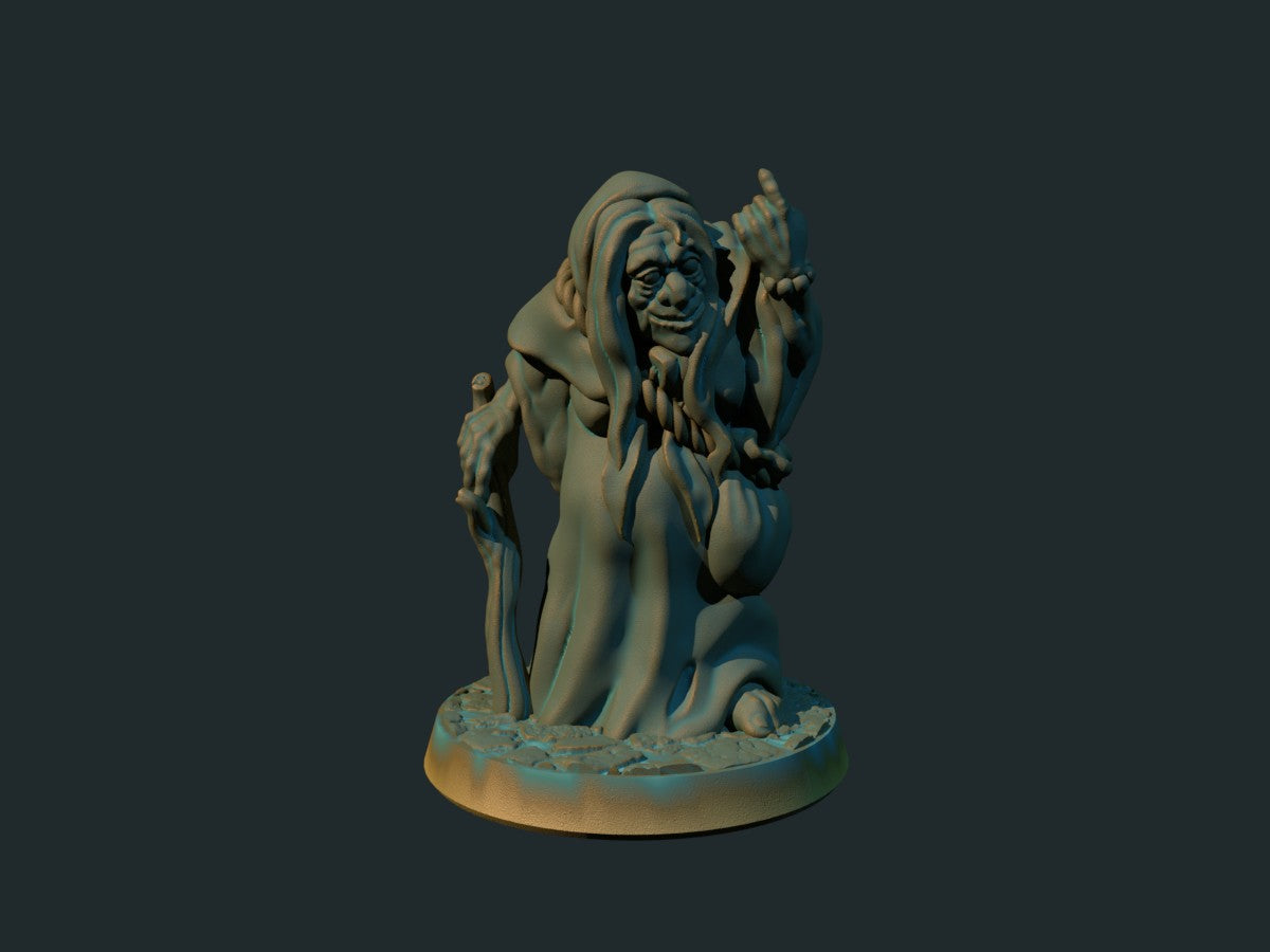 Heks, 3D-printet D&D-miniatyr fra Spillsmia.