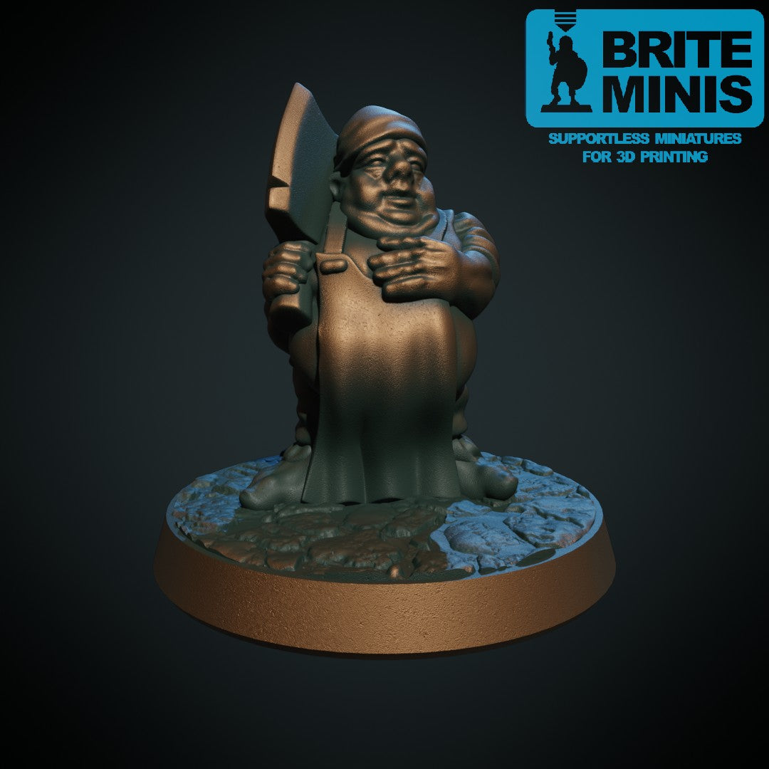 Halfling-slakter, 3D-printet D&D-miniatyr fra Spillsmia.