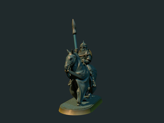 Saracensk spydrytter til hest, 3D-printet D&D-miniatyr fra Spillsmia.
