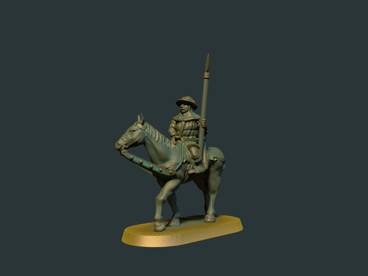 Beredet spydvakt, 3D-printet D&D-miniatyr fra Spillsmia.