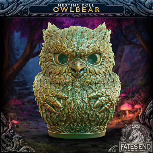 Owlbear - kabalskrin/nesting doll fra FatesEnd, 3D-printet til D&D og rollespill.