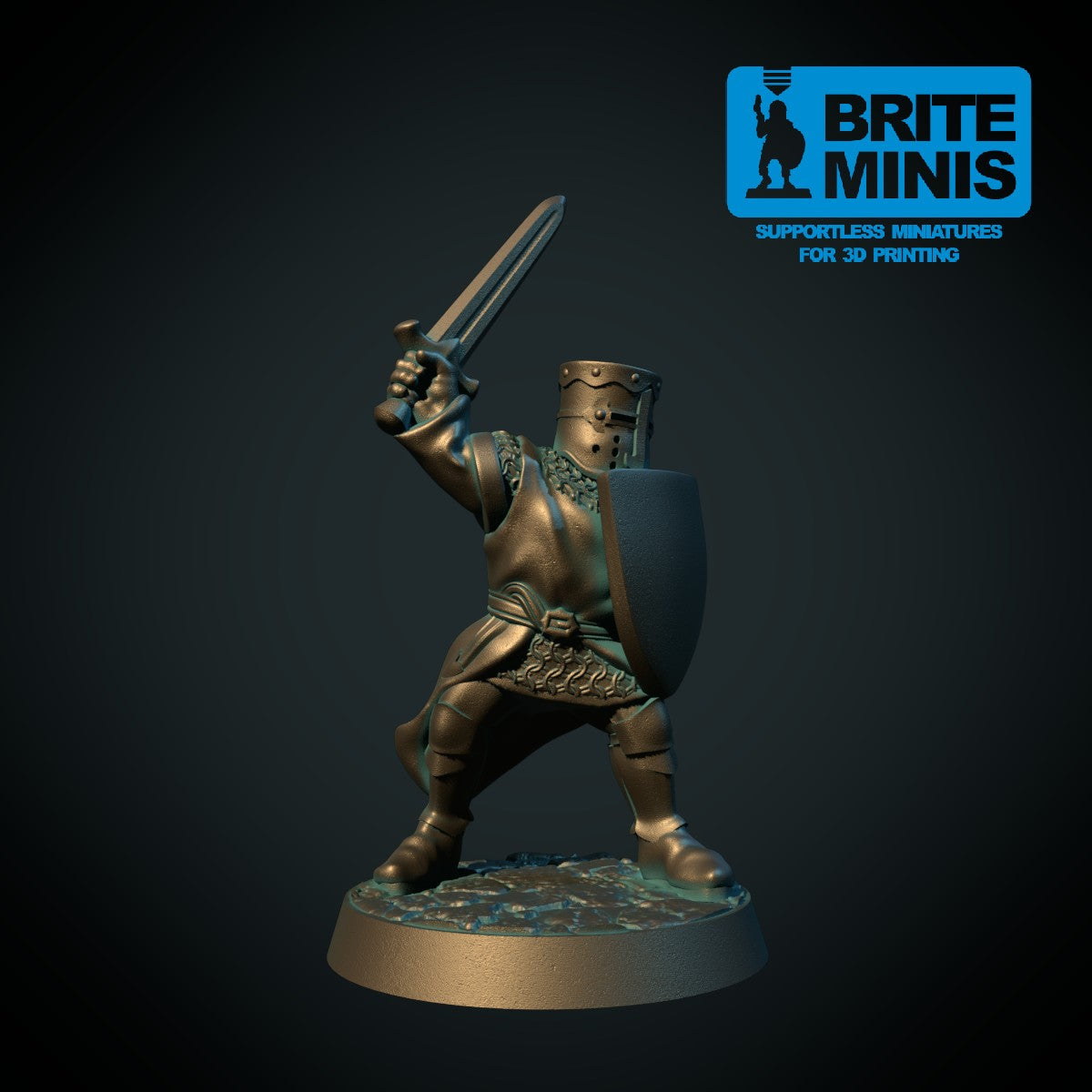 Korsfarerpaladin, 3D-printet D&D-miniatyr fra Spillsmia.