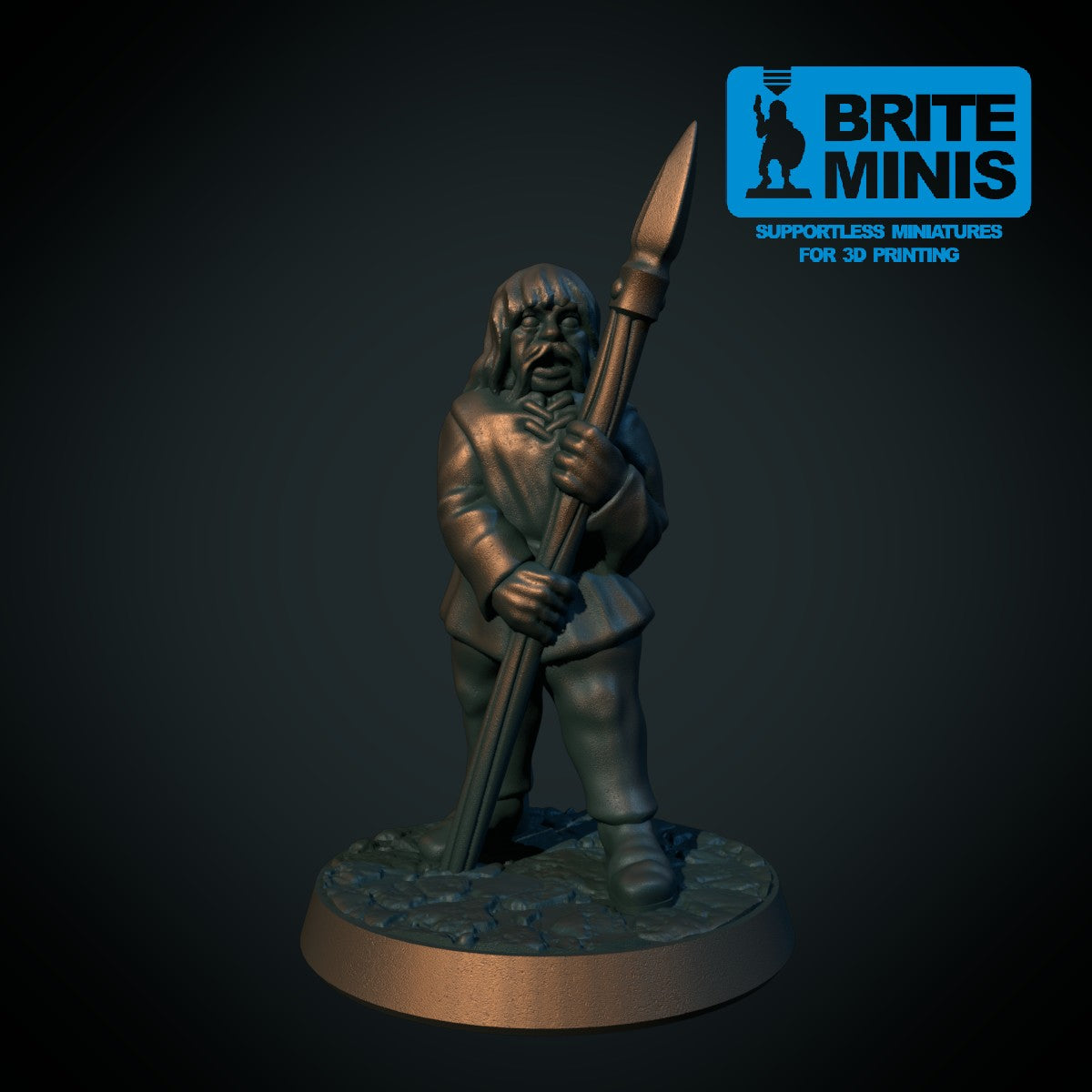 Bondespydmann, 3D-printet D&D-miniatyr fra Spillsmia.