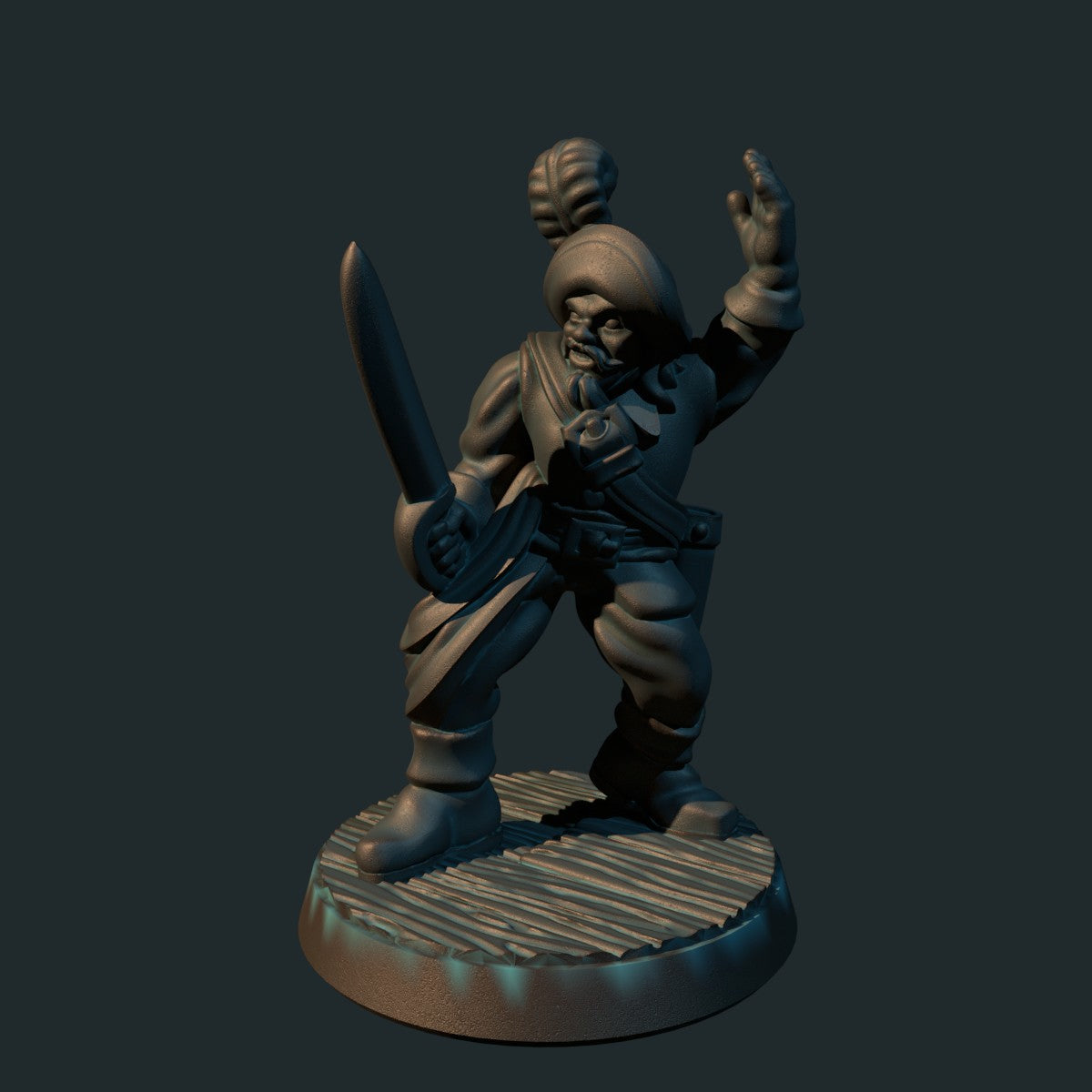 Pirat III, 3D-printet D&D-miniatyr fra Spillsmia.