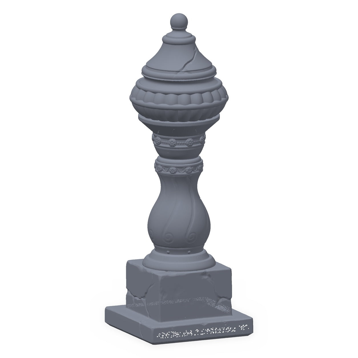 3D-printet amazonesøyle i grå PLA – terrengrekvisitt til D&D og Pathfinder.