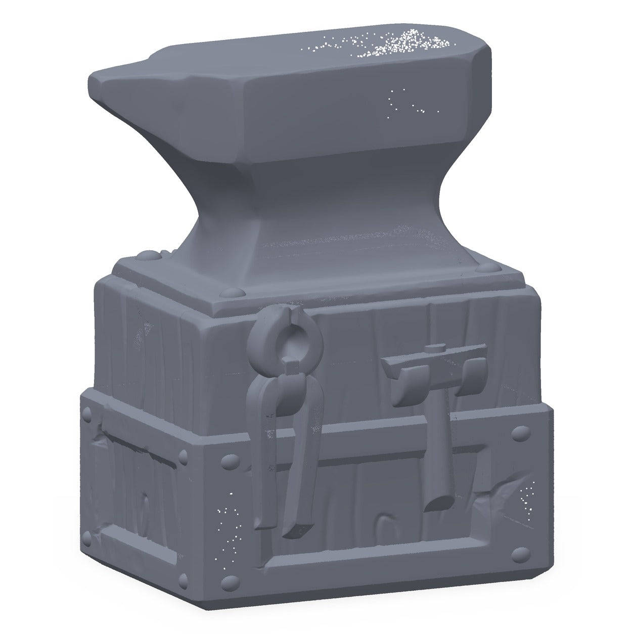 3D-printet ambolt i grå PLA – terrengrekvisitt til D&D og Pathfinder.