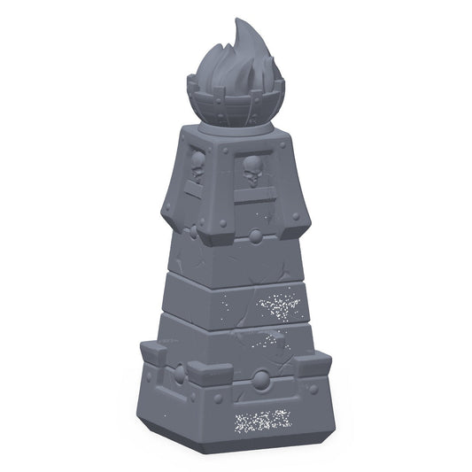 3D-printet pestfakkel i grå PLA – terrengrekvisitt til D&D og Pathfinder.