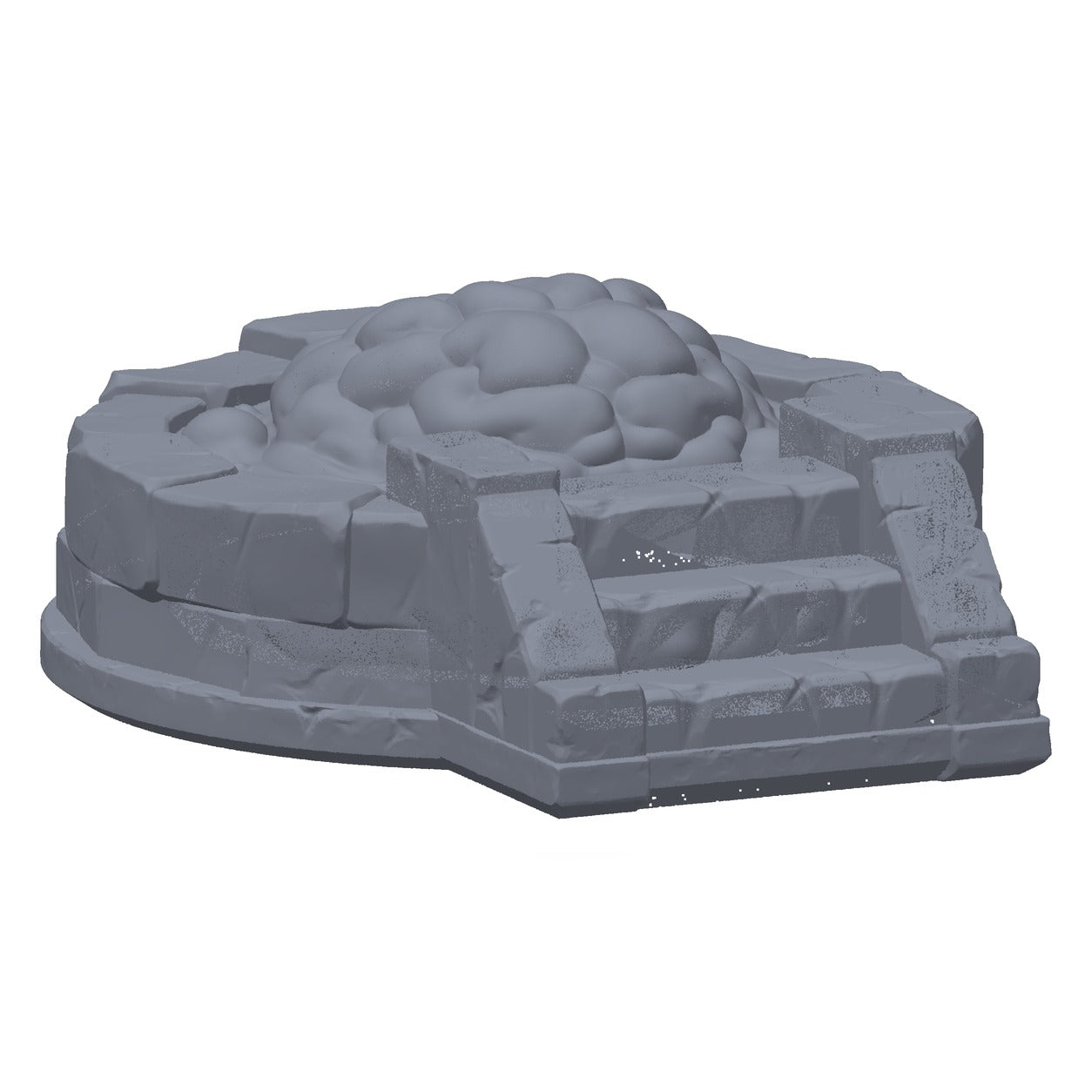 3D-printet hjernepøl i grå PLA – terrengrekvisitt til D&D og Pathfinder.