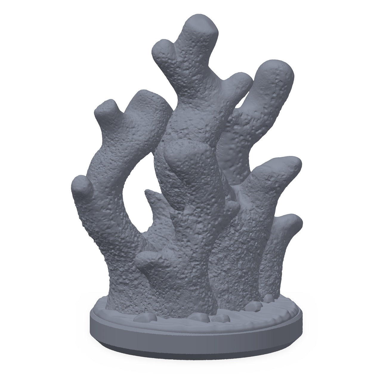3D-printet korall i grå PLA – terrengrekvisitt til D&D og Pathfinder.