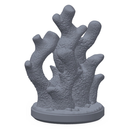 3D-printet korall i grå PLA – terrengrekvisitt til D&D og Pathfinder.