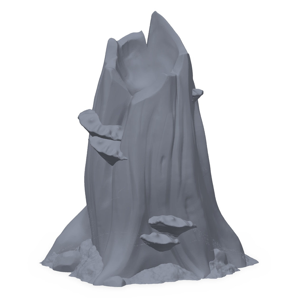 3D-printet rådstre i grå PLA – terrengrekvisitt til D&D og Pathfinder.