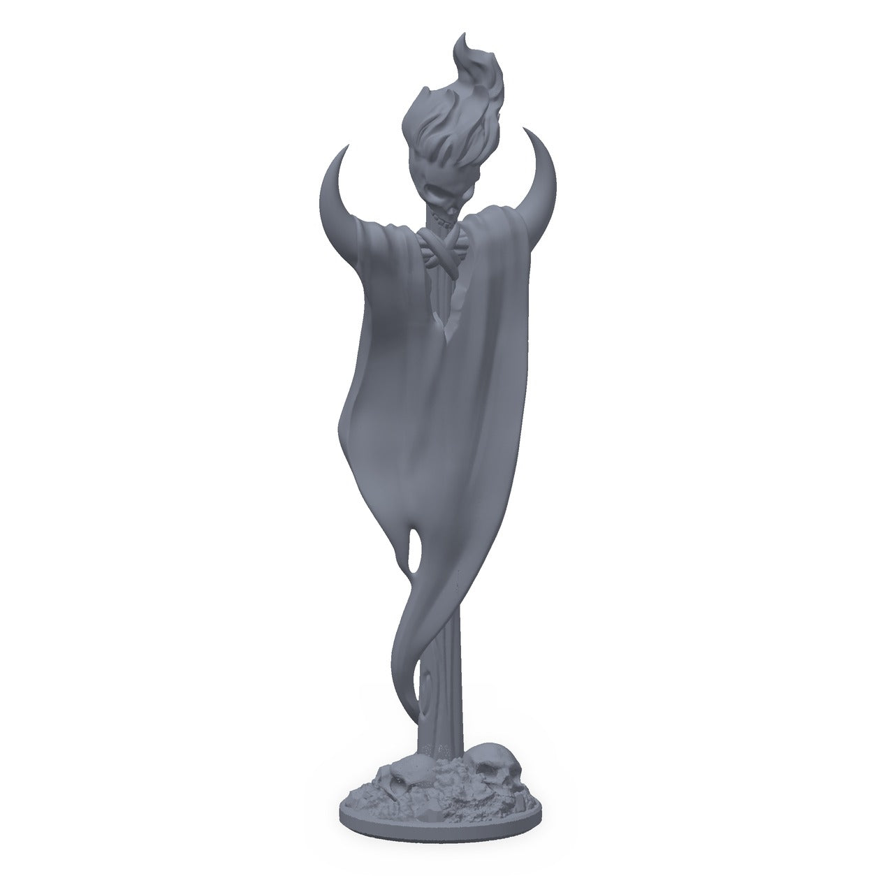 3D-printet demonbanner i grå PLA – terrengrekvisitt til D&D og Pathfinder.