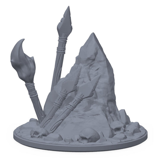 3D-printet demonstein i grå PLA – terrengrekvisitt til D&D og Pathfinder.