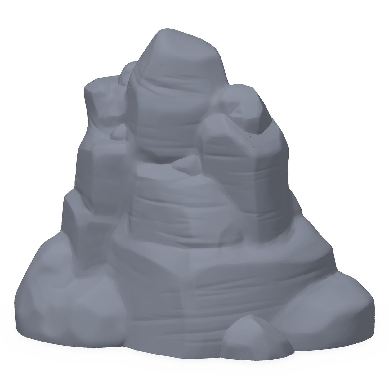 3D-printet ørkenstein i grå PLA – terrengrekvisitt til D&D og Pathfinder.