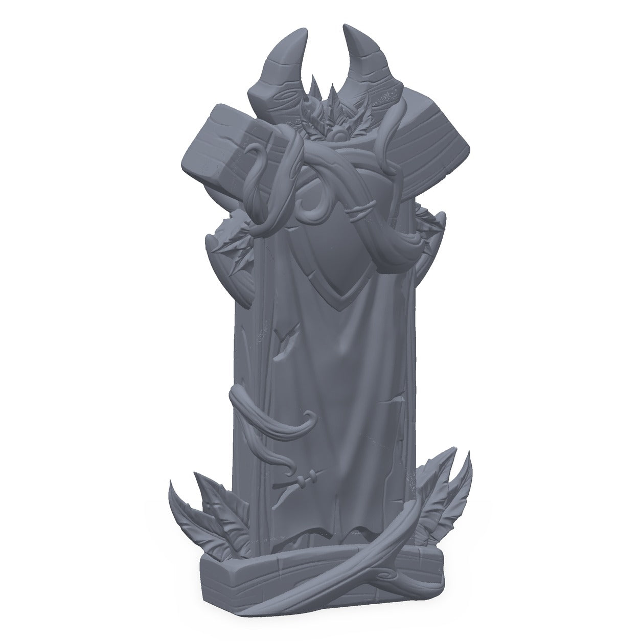 3D-printet skumringsalvenes banner i grå PLA – terrengrekvisitt til D&D og Pathfinder.