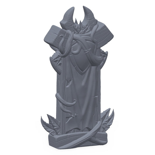 3D-printet skumringsalvenes banner i grå PLA – terrengrekvisitt til D&D og Pathfinder.