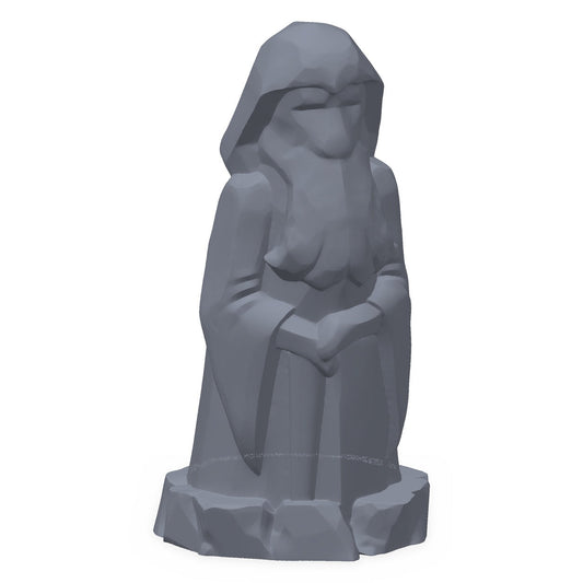 3D-printet dvergstatue i grå PLA – terrengrekvisitt til D&D og Pathfinder.